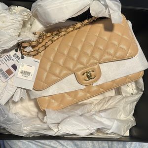 Brand New Large Classic Chanel Handbag Beige/Gold